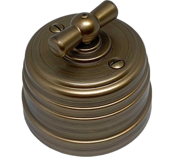 Изображение товара Выключатель Мезонинъ ретро пластиковый поворотный на два положения, для включения из 2-х мест (1-клавишный проходной), ip20, цвет - бронза, усадьба, тм GE30404-36