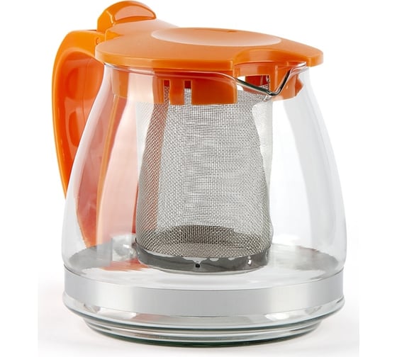 Изображение товара Стеклянный заварочный чайник BAROUGE BF-502/48 с металлическим ситом, оранжевый, 700 мл BF-502 700 мл/оранжевый/чайник