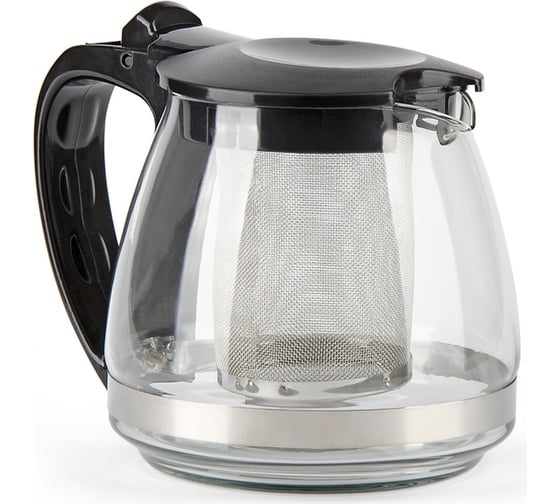 Изображение товара Стеклянный заварочный чайник BAROUGE BF-502/48 с металлическим ситом, черный, 700 мл BF-502 700 мл/черный/чайник