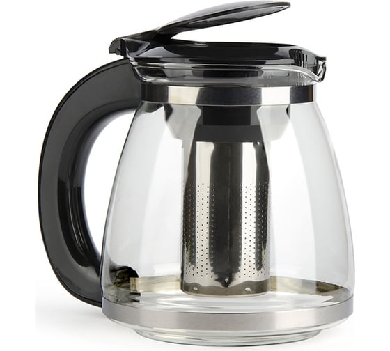 Изображение товара Стеклянный заварочный чайник BAROUGE BF-504/24 SEVEN IDEAS с металлическим ситом, черный, 1800 мл BF-504 1800 мл/черный/чайник