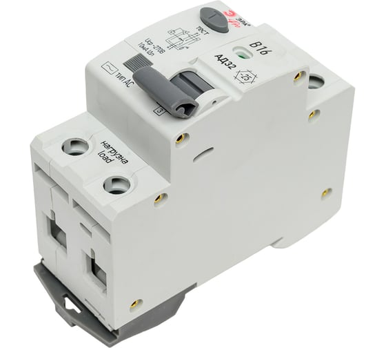 Изображение товара Автоматический выключатель дифференциального тока ЭРА АВДТ 4,5кА PRO D32E2B16АC10P АД32 электронное 1PN B16 10мА тип АC защита 230В Б0057368