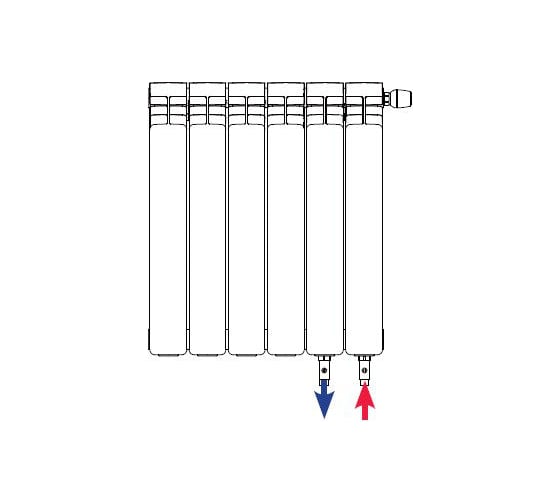 Изображение товара Радиатор биметаллический RIFAR BASE Ventil 200 08 секц. нижн. прав. R-BA-200-08-VR