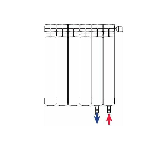Изображение товара Радиатор биметаллический RIFAR BASE Ventil 500 14 секц. нижн. прав. R-BA-500-14-VR