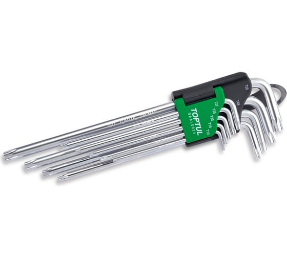 Изображение товара Набор экстрадлинных Г-образных ключей TOPTUL Torx T10-T50 9 предметов GAAL0924