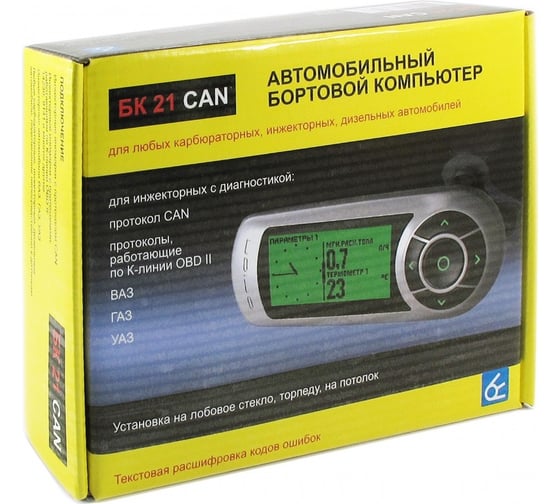 Изображение товара Автомобильный бортовой компьютер графич.диспл,К-линия,CAN,карб,диз Вымпел БК-21 CAN 3118