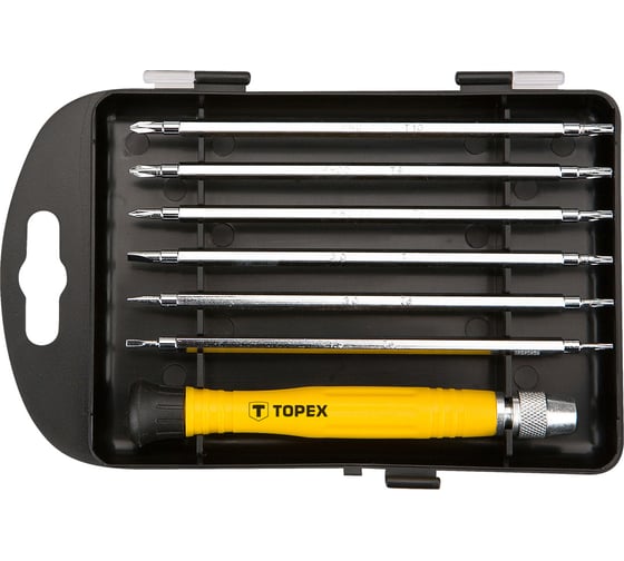 Изображение товара Набор: отверточная рукоятка + 6 переставных стержней TOPEX 39D551