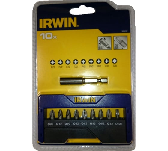 Изображение товара Набор вставок (10 предметов; 4xPZ2; 4xPH2; T20) Irwin 1868198