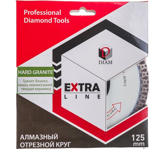Изображение товара Диск алмазный отрезной Т-тип Diam 125x1,2x10x22,2 Твердая керамика "Hard ceramics" серия Экстра (Твердая керамика,Керамогранит, ) 000526