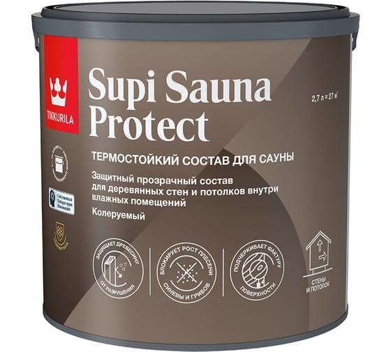 Изображение товара Состав для сауны Tikkurila SUPI SAUNA PROTECT EP п/мат 2,7л 700014051