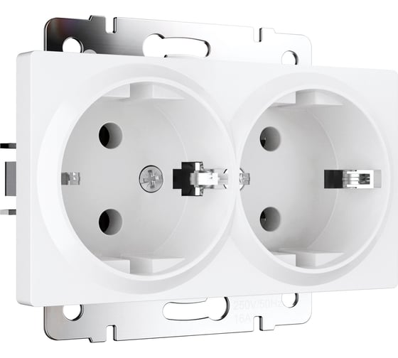 Изображение товара Двойная розетка WERKEL с заземлением (белый матовый) a062410
