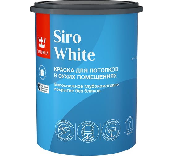 Изображение товара Краска для потолка Tikkurila SIRO WHITE A гл/мат 0,9л 700014041