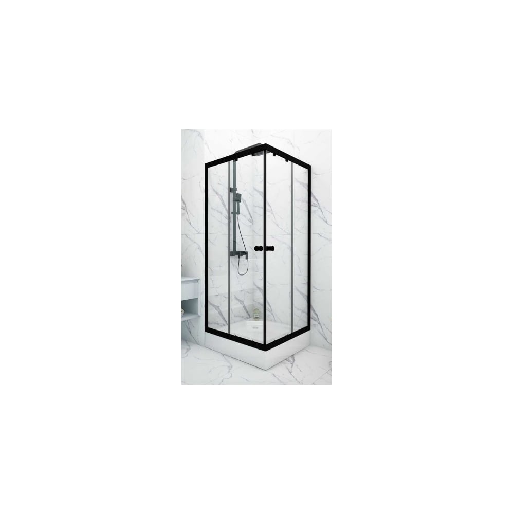 Изображение товара Душевое ограждение МетаКам Universal black 900 (стекло прозрачное) 4 650 208 863 219