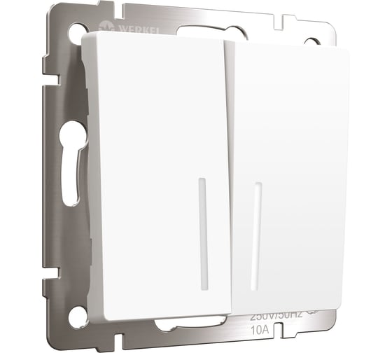 Изображение товара Двухклавишный проходной выключатель WERKEL с подсветкой (белый матовый) a062402