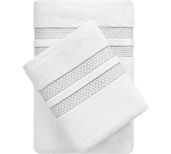 Изображение товара Набор махровых полотенец Verossa Reticolo Белый, 70x140 см - 2 шт. 50x90 см - 2 шт., 500 г/м2 752382