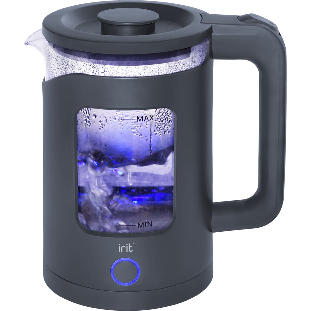 Электрический чайник IRIT, цвет прозрачный/серый