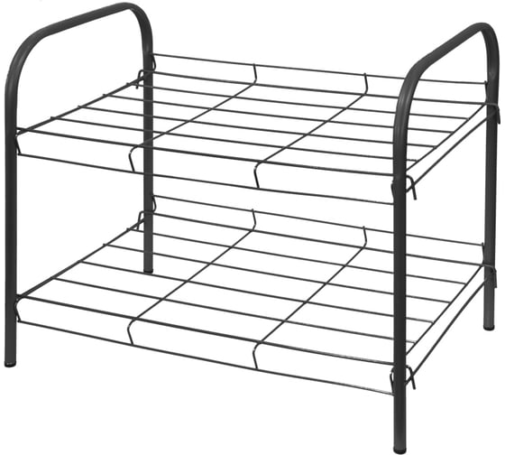 Изображение товара Двухъярусная этажерка для обуви GROMELL Makira сталь, черная 77RU001