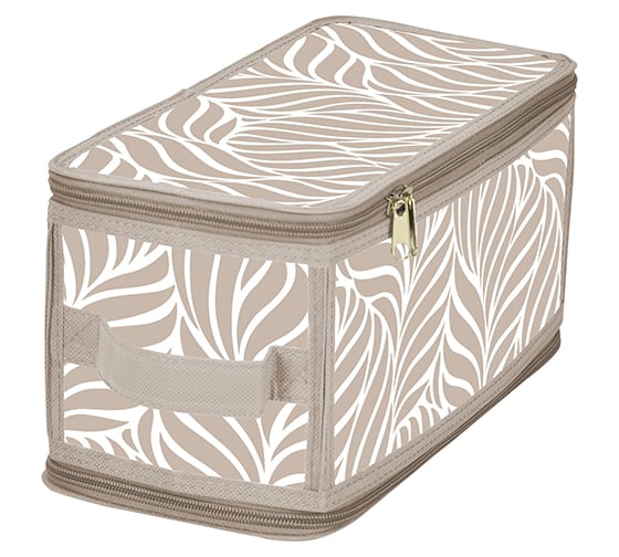 Изображение товара Складной короб на молнии HANDY HOME листья 300х150х150 мм, бежевый ESH22 S