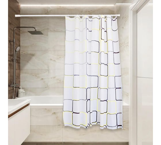 Изображение товара Штора для ванной Сантис peva pv-103 (абстракция квадраты) 75 gsm 180x180 см 028680