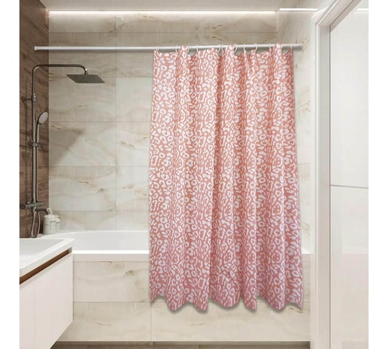 Изображение товара Штора для ванной Сантис peva pv-112 (абстракция розовая) 54 gsm 180x180 см 035179