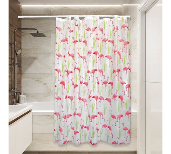 Изображение товара Штора для ванной Сантис peva pv-116 (фламинго) 54 gsm 180x180 см 038703