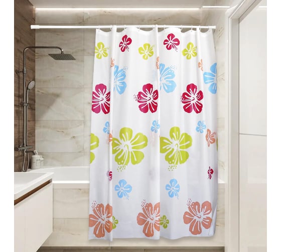 Изображение товара Штора для ванной Сантис peva pv-118 (цветы) 54 gsm 180x180 см 038705