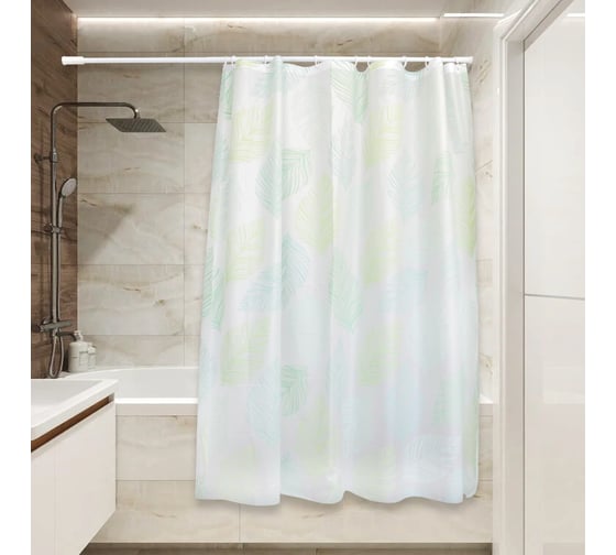 Изображение товара Штора для ванной Сантис peva pv-121 (крупные листья) 75 gsm 180x180 см 038708