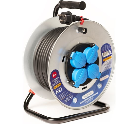 Изображение товара Удлинитель на металлической катушке энаргит мк2: кг 3x2,5 (30 метров, ip 44) с термодатчиком МК2-325-30К-Т
