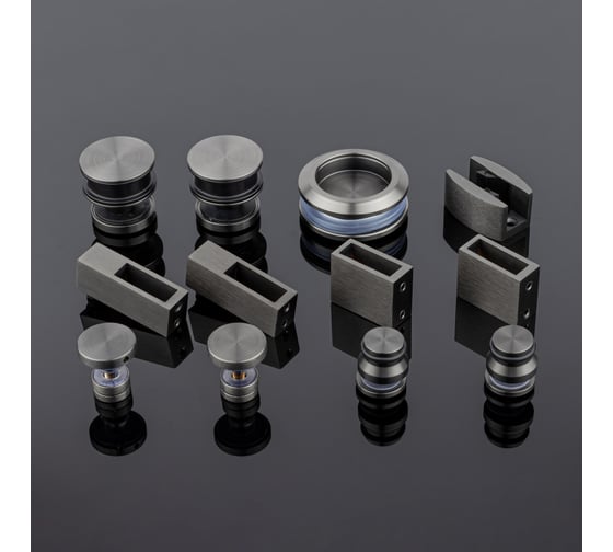 Изображение товара Комплект раздвижной системы для стеклянных душевых кабин SERVICE PLUS графит матовый, sus304 RS02-400GFM/SUS304