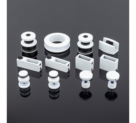 Изображение товара Комплект раздвижной системы для стеклянных душевых кабин SERVICE PLUS белый матовый, sus304 RS02-400WM/SUS304