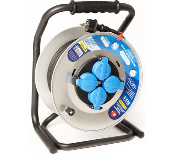 Изображение товара Удлинитель на металлической катушке энаргит МК-3: кг 3x2,5 (50 метров, ip 44, с термодатчиком) МК3-325-50К-Т