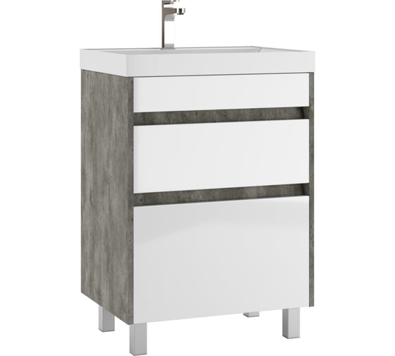 Изображение товара Тумба Домино Karlo под умывальник "Classica 60" с двумя ящиками В2 Бетон DK5314T