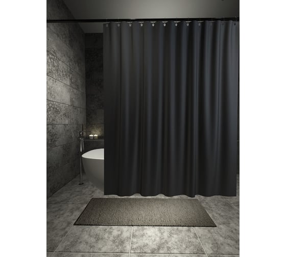 Изображение товара Штора для ванной с утяжелителем PRIMANOVA PREMIUM 180x200, PLE, чёрный DR-60059