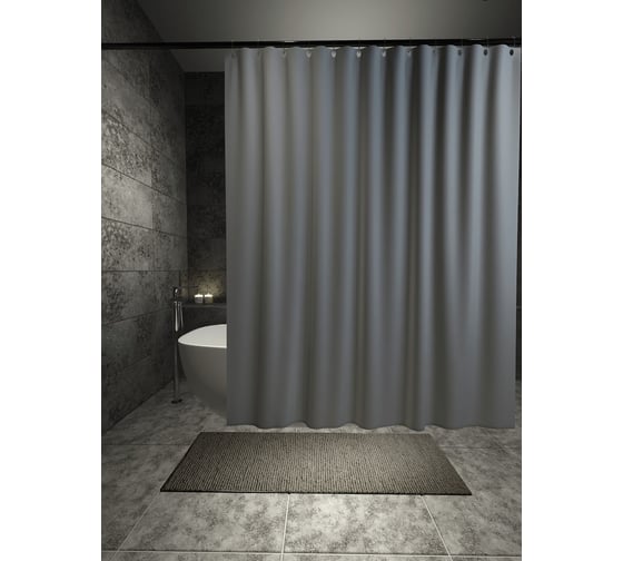 Изображение товара Штора для ванной с утяжелителем PRIMANOVA PREMIUM 180x200, PLE, серый DR-60060