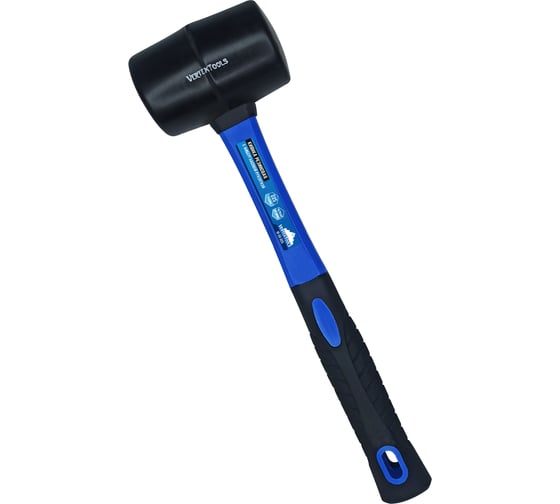 Изображение товара Резиновая киянка vertextools 225 г, черная резина, фибергласовая рукоятка 10-50-225