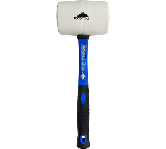Изображение товара Резиновая киянка vertextools 680 г, белая резина, фибергласовая рукоятка 10-45-680