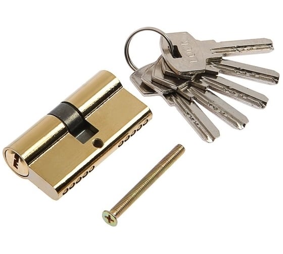 Изображение товара Цилиндровый механизм СИМАЛЕНД 60 мм, перфор. ключ, 5 ключей, цвет золото 2921834