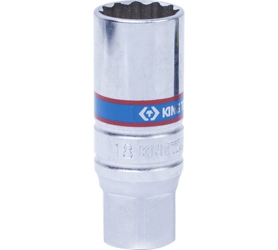 Изображение товара Головка свечная двенадцатигранная 3/8"DR, 18 мм, 65 мм, резиновый фиксатор KING TONY 36B018