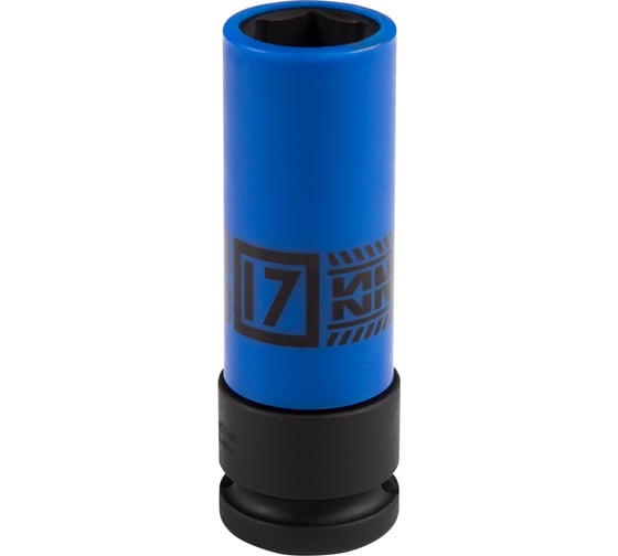 Изображение товара Головка торцевая ударная глубокая 17 мм, 1/2"DR, тонкостенная, пластиковая защита KING TONY 494517M