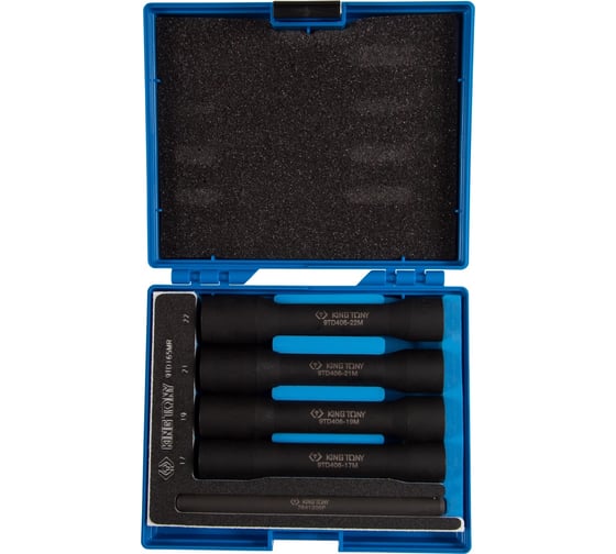 Изображение товара Набор торцевых ключей для поврежденных гаек и болтов 1/2"DR, 17, 19, 21, 22 мм, 5 предметов KING TONY 9TD165MR