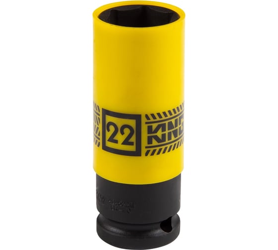 Изображение товара Головка торцевая ударная глубокая 22 мм, 1/2"DR, тонкостенная, пластиковая защита KING TONY 494522M
