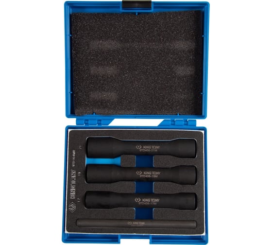 Изображение товара Набор торцевых ключей для поврежденных гаек и болтов 1/2"DR, 17, 19, 21 мм, 4 предмета KING TONY 9TD164MR