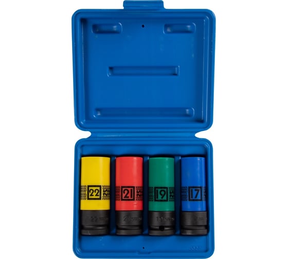 Изображение товара Набор глубоких ударных торцевых головок 1/2"DR, шестигранные, 17-22 мм, 4 шт KING TONY 44904MP02