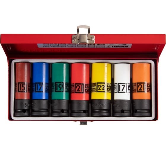 Изображение товара Набор глубоких ударных торцевых головок 1/2"DR, шестигранные, 15-22 мм, 7 шт KING TONY 44907MP