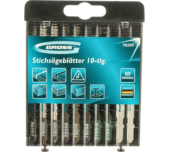 Изображение товара Набор полотен для электролобзика универсальный (10 шт.) GROSS DIY, пластиковый кейс // 78295