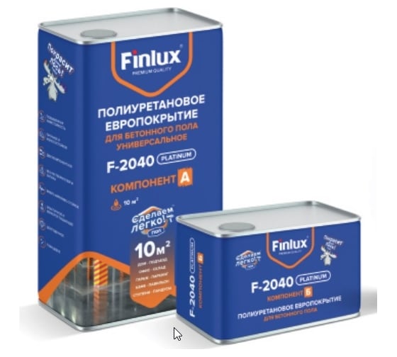 Изображение товара Полиуретановое двухкомпонентное покрытие Finlux F-2040 для бетонного пола, Зеленый сад, 10 кв.м. 4603783208616