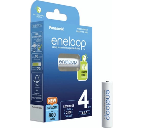 Изображение товара Аккумулятор Panasonic eneloop BK-4MCDE/4BE 800mAh AAA R03 BL4 УТ-00000800