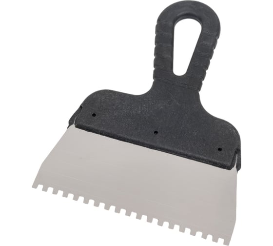Изображение товара Зубчатый шпатель КЭС 4x4 мм, нержавеющая сталь, пластиковая рукоятка, 150 мм 10000032