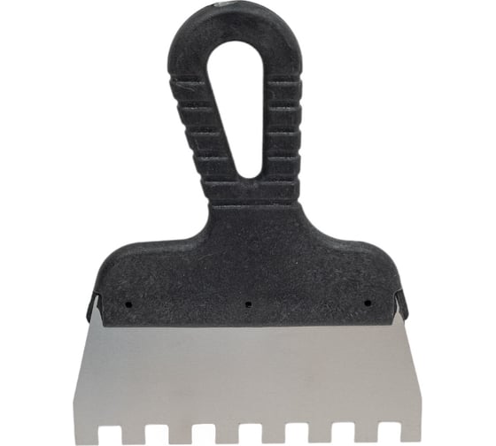Изображение товара Зубчатый шпатель КЭС 10x10 мм, нержавеющая сталь, пластиковая рукоятка, 150 мм 10000053