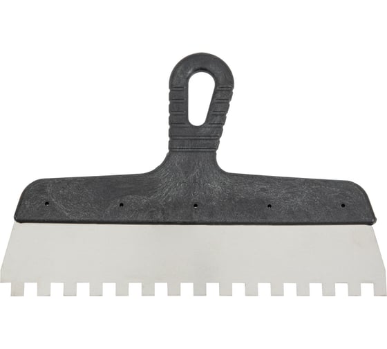 Изображение товара Зубчатый шпатель КЭС 10x10 мм, нержавеющая сталь, пластиковая рукоятка, 200 мм 10000054