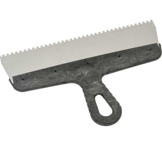 Изображение товара Зубчатый шпатель КЭС 4x4 мм, нержавеющая сталь, пластиковая рукоятка, 300 мм 10000035